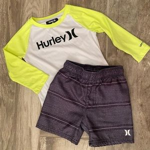 Hurley swim shorts and rash guard